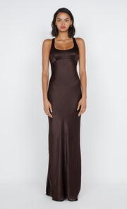 MAXINA CROSSOVER DRESS - DARK CHOCOLATE