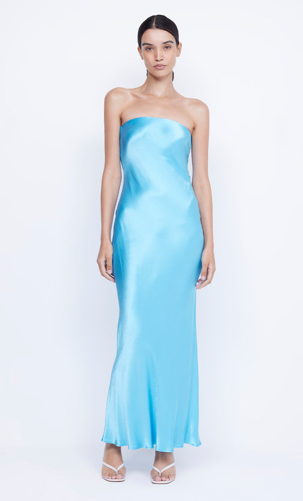 Moon Dance Strapless Maxi Formal Dress in Topaz Blue by Bec + bridge