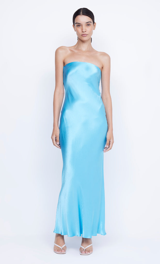 Moon Dance Strapless Maxi Formal Dress in Topaz Blue by Bec + bridge