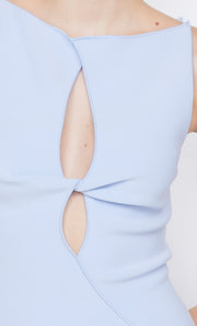 Odeya Mini Dress in Periwinkle Blue with twist cutout keyhole by Bec + Bridge