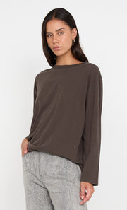 PIP LONG SLEEVE TOP - DARK CHOCOLATE