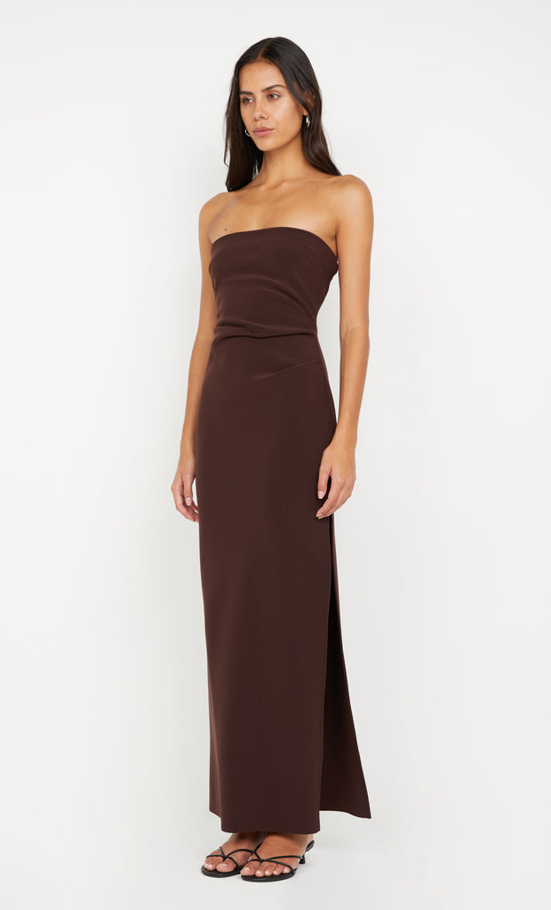 Reina Strapless Dress in Dark Choc by Bec + Bridge