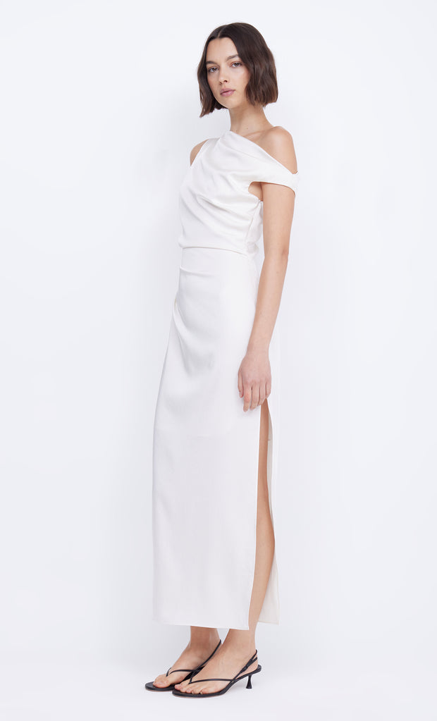 Rochelle Asym Midi Dress in Cream by Bec + Bridge