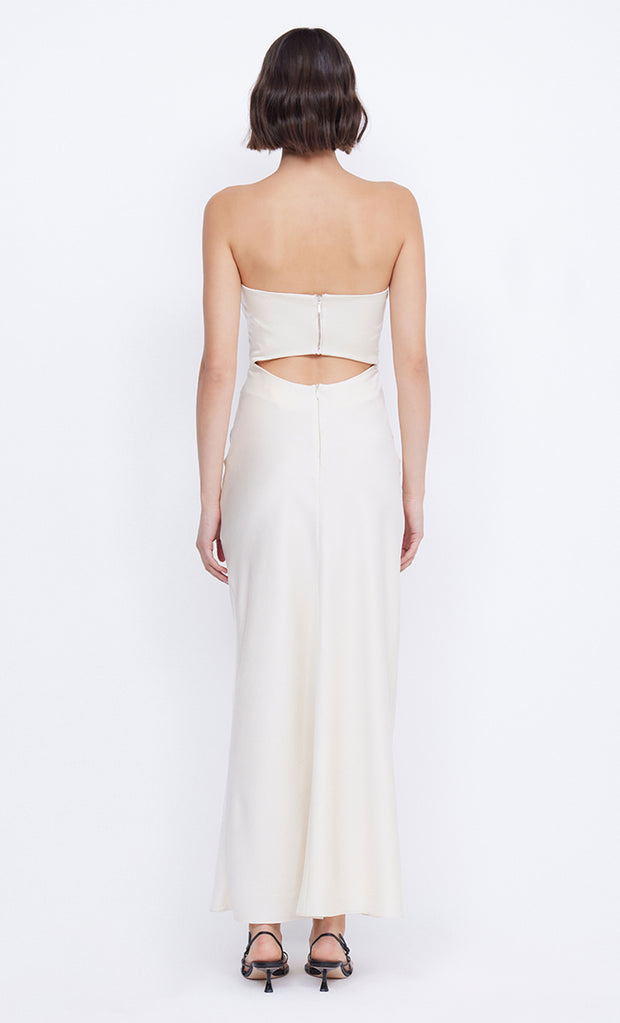 Rochelle Twist Strapless Maxi Bridesmaid Formal Dress in Sand by Bec + Bridge