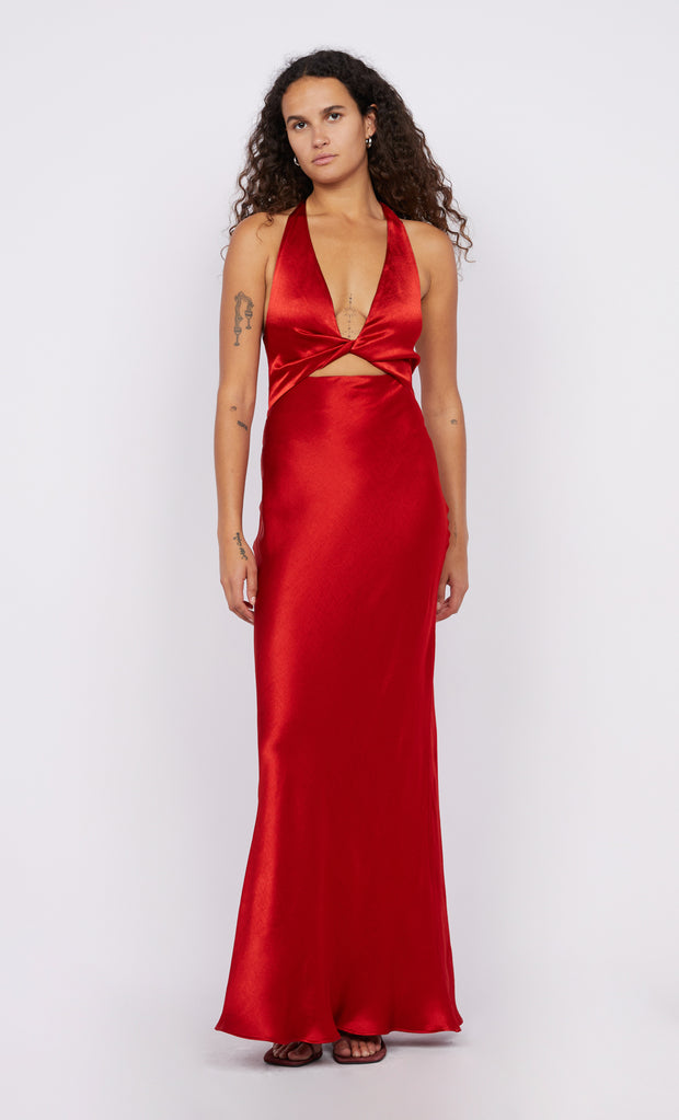 SABIA TWIST DRESS - ROUGE