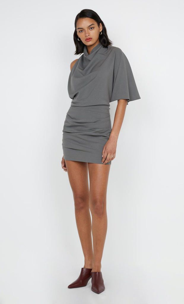 SANJA ASYM MINI DRESS - ELEPHANT GREY