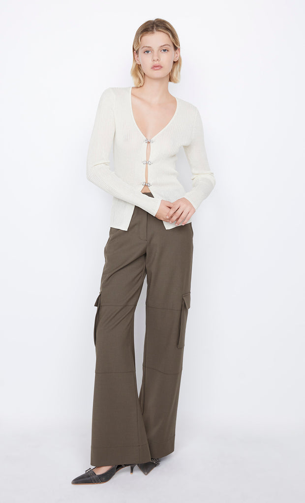 SHELBY CLASP CARDIGAN - IVORY