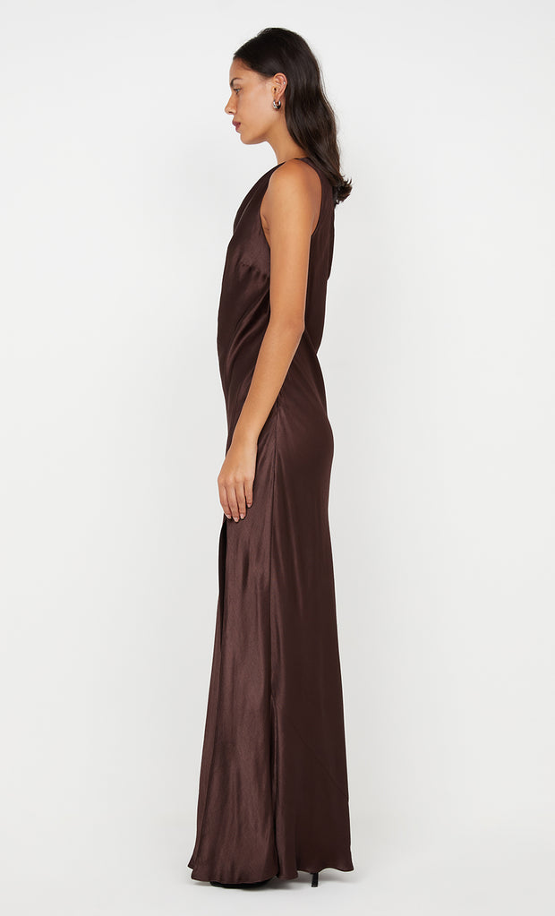 Sol Asym Dress in Dark Chocolate by Bec + Bridge