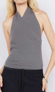 SOLA HALTER BODYSUIT - CHARCOAL