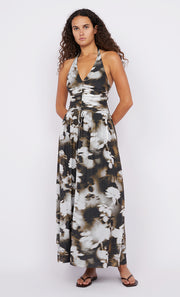 Solene Halter Dress in Dark Blurred Floral by Bec + Bridge