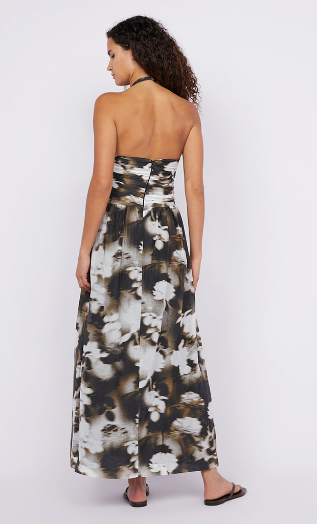 Solene Halter Dress in Dark Blurred Floral by Bec + Bridge