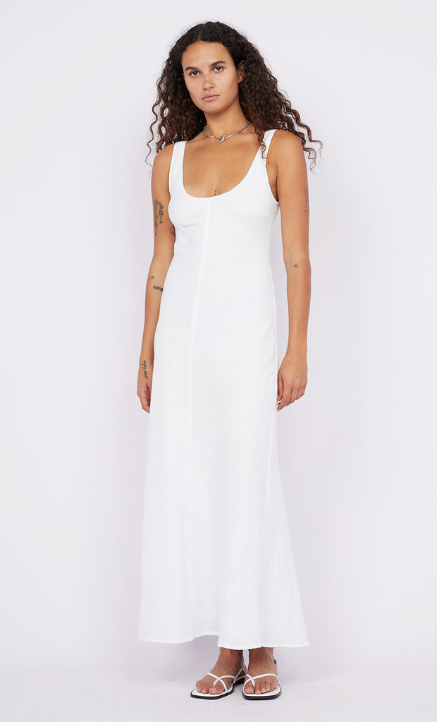 STEFFI SCOOP NECK DRESS - WHITE