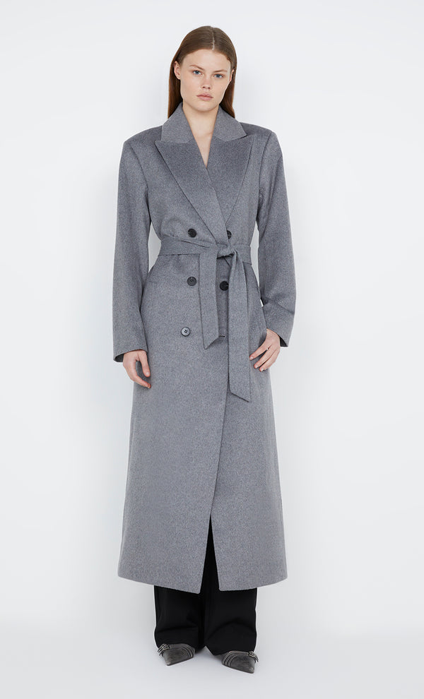 Storm Belted Coat in grey by Bec + Bridge