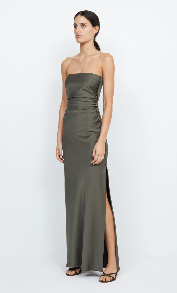 Eternity Strapless Maxi Bridesmaid Formal Dress in Dark Willow Green by Bec + Bridge