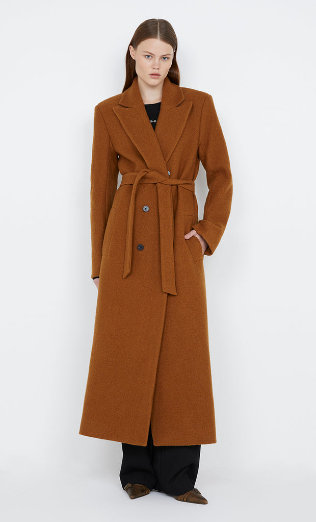 Teyana Belted Coat in toffee by Bec + Bridge