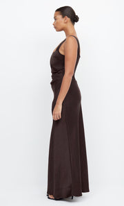 THE DREAMER SQUARE NECK DRESS - DARK CHOCOLATE