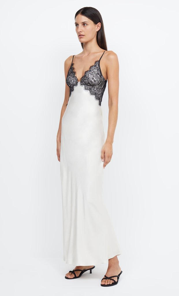 Emery White Maxi Dress with Black Lace Detail by Bec + Bridge