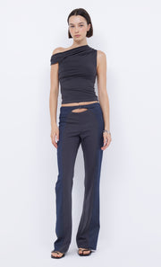 Wynona Panelled Pant with cut out detail in indigo and charcoal by Bec + Bridge