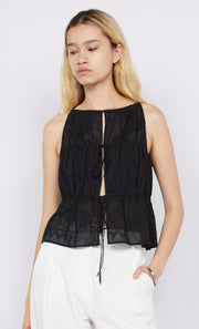 ZALEA GATHERED TOP - BLACK