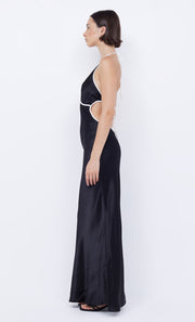 ZARIAH HALTER DRESS - BLACK/IVORY