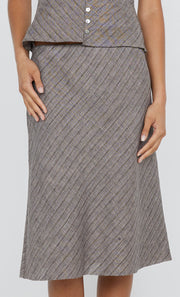 Zuri Midi Skirt in Taupe and Ivory Stripe by Bec + Bridge