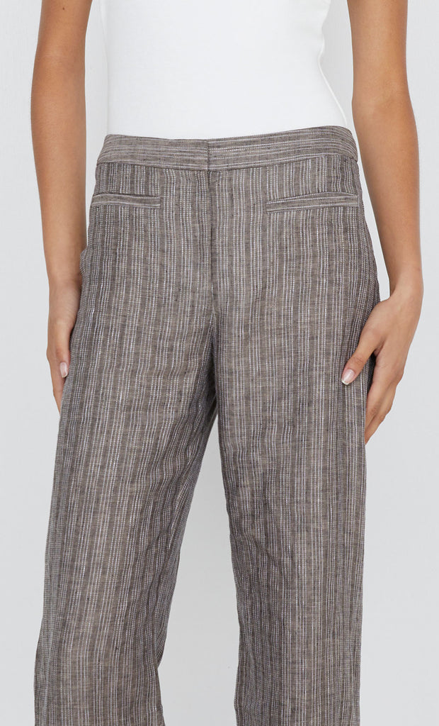 ZURI STRAIGHT LEG PANT - TAUPE/IVORY STRIPE