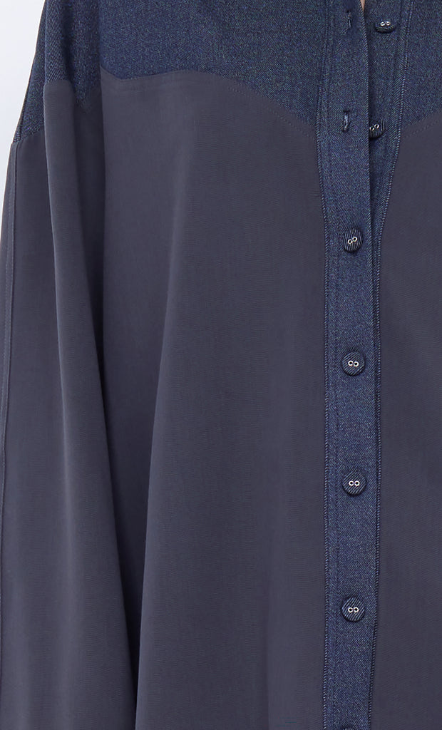 WYNONA PANELLED SHIRT - INDIGO/CHARCOAL