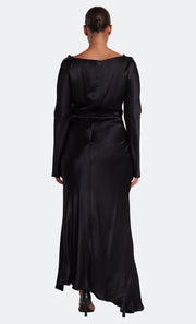 MOON DANCE LONG SLEEVE COWL DRESS - BLACK