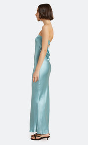 Moon Dance Strapless Silk Maxi Bella Hadid Bridesmaid in Sea Spray by Bec + Bridge