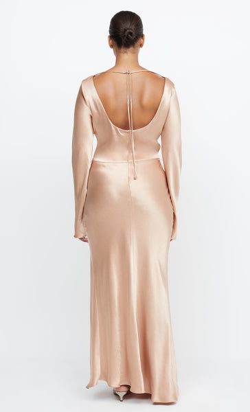 MOON DANCE LONG SLEEVE MAXI DRESS ROSE GOLD BEC BRIDGE AU