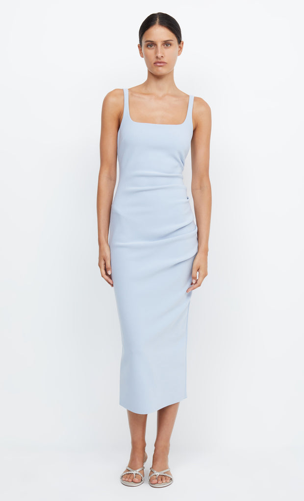 Be Mine Square Neck Midi Bridesmaid Dress in Dusty Blue by Bec + Bridge