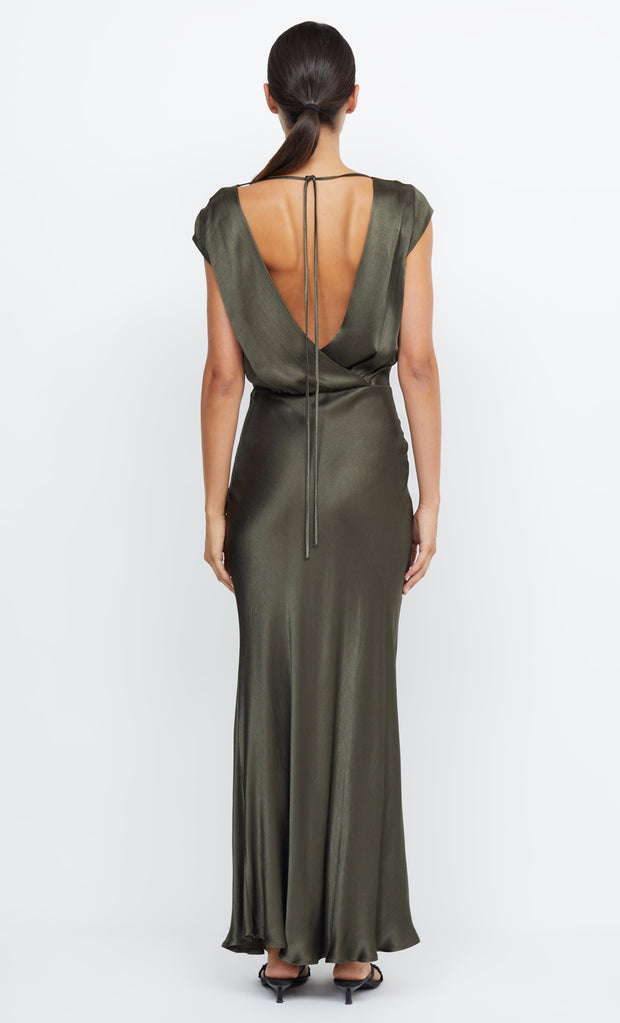 Moon Dance V Neck Maxi Bridesmaid Dress in Dark Willow Green by Bec + Bridge