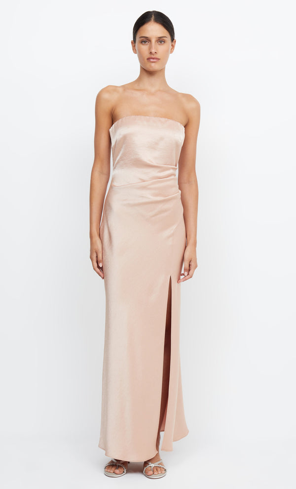 THE DREAMER STRAPLESS DRESS - ROSE GOLD