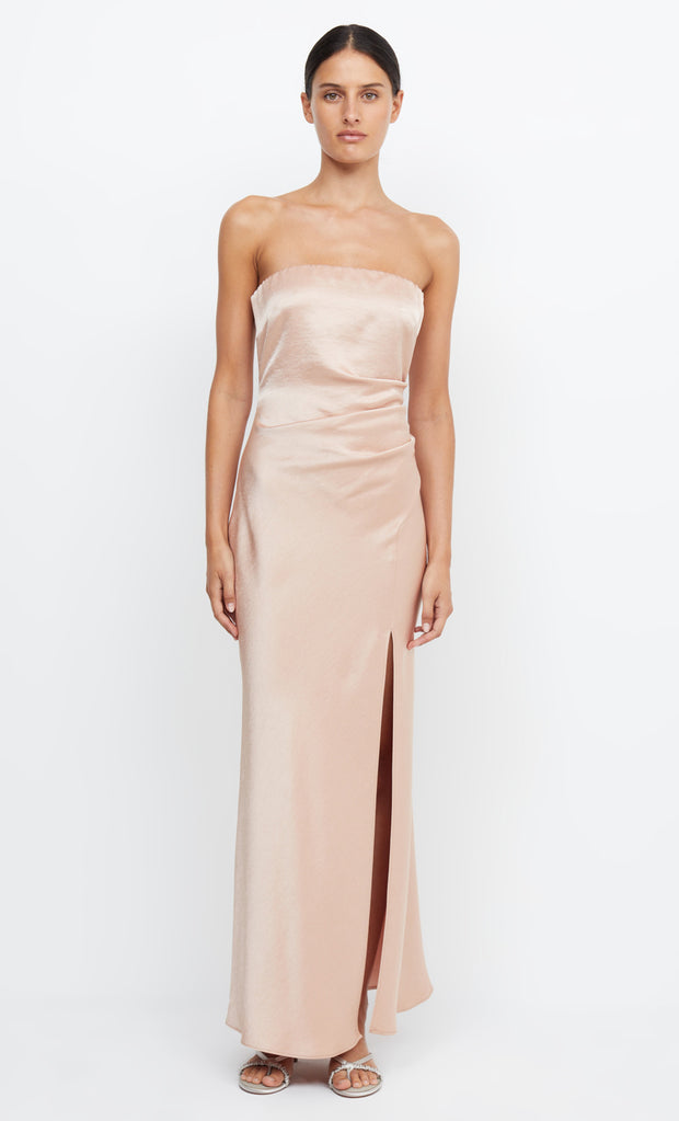 THE DREAMER STRAPLESS DRESS - ROSE GOLD