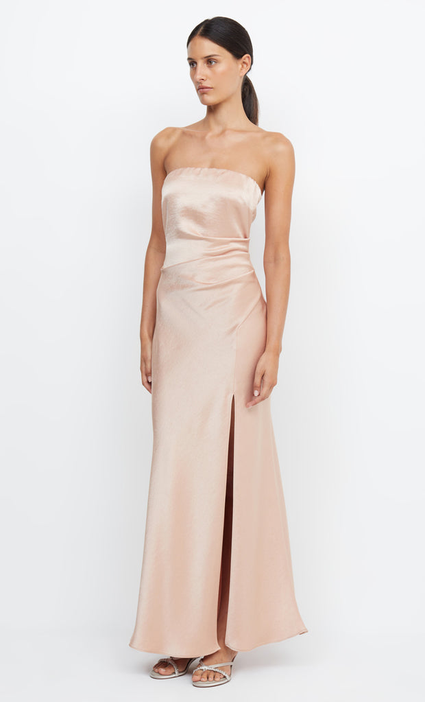 THE DREAMER STRAPLESS DRESS - ROSE GOLD