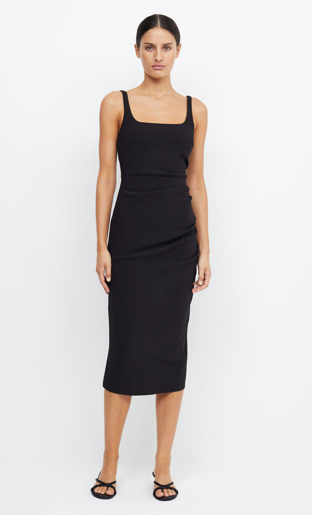 Be Min Square Neck Bridal Bridesmaid Midi Dress in Black by Bec + Bridge