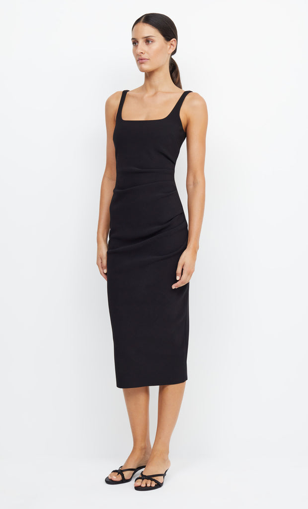 Be Min Square Neck Bridal Bridesmaid Midi Dress in Black by Bec + Bridge