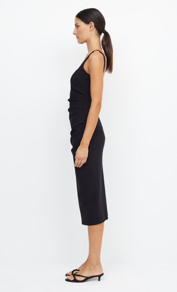 Be Min Square Neck Bridal Bridesmaid Midi Dress in Black by Bec + Bridge