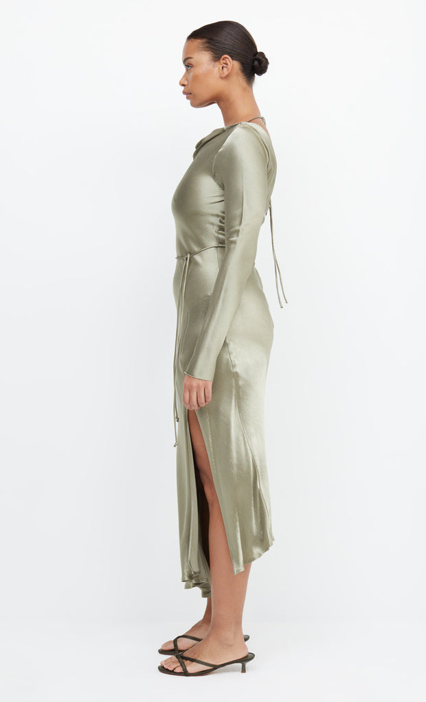 MOON DANCE LONG SLEEVE MAXI DRESS - SAGE