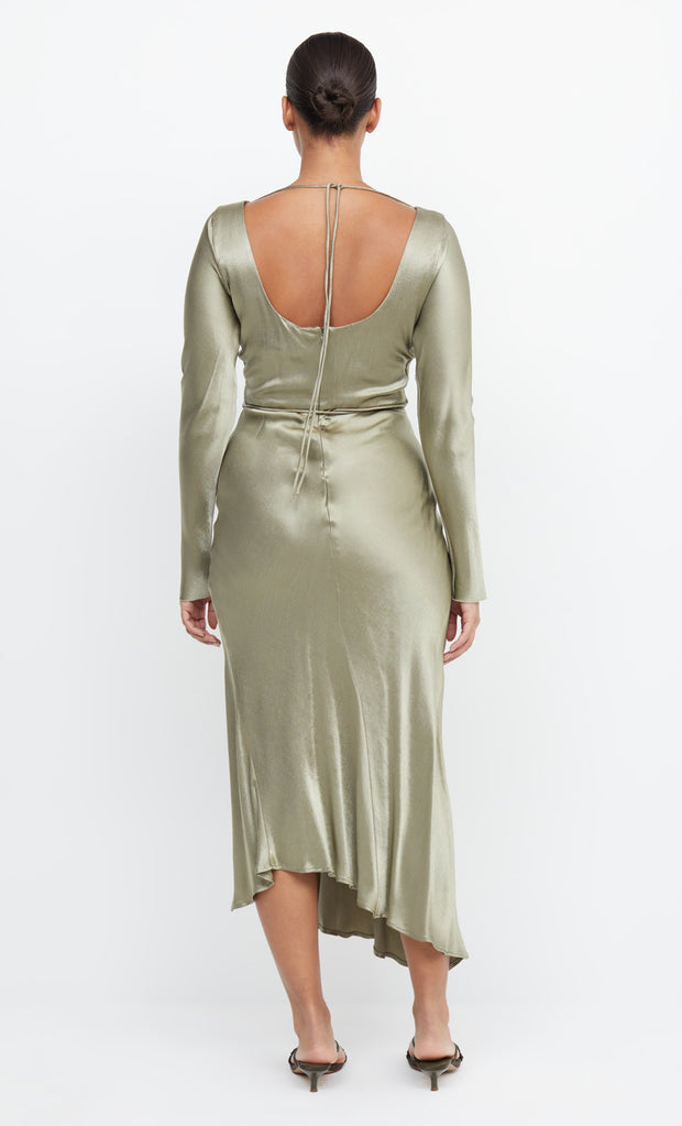 MOON DANCE LONG SLEEVE MAXI DRESS - SAGE