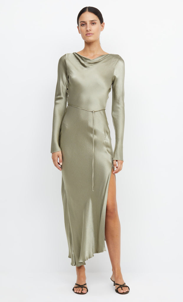 MOON DANCE LONG SLEEVE MAXI DRESS - SAGE