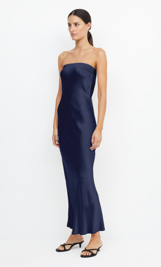 Moon Dance Strapless Bridesmaid Maxi Dress in Ink by Bec + Bridge