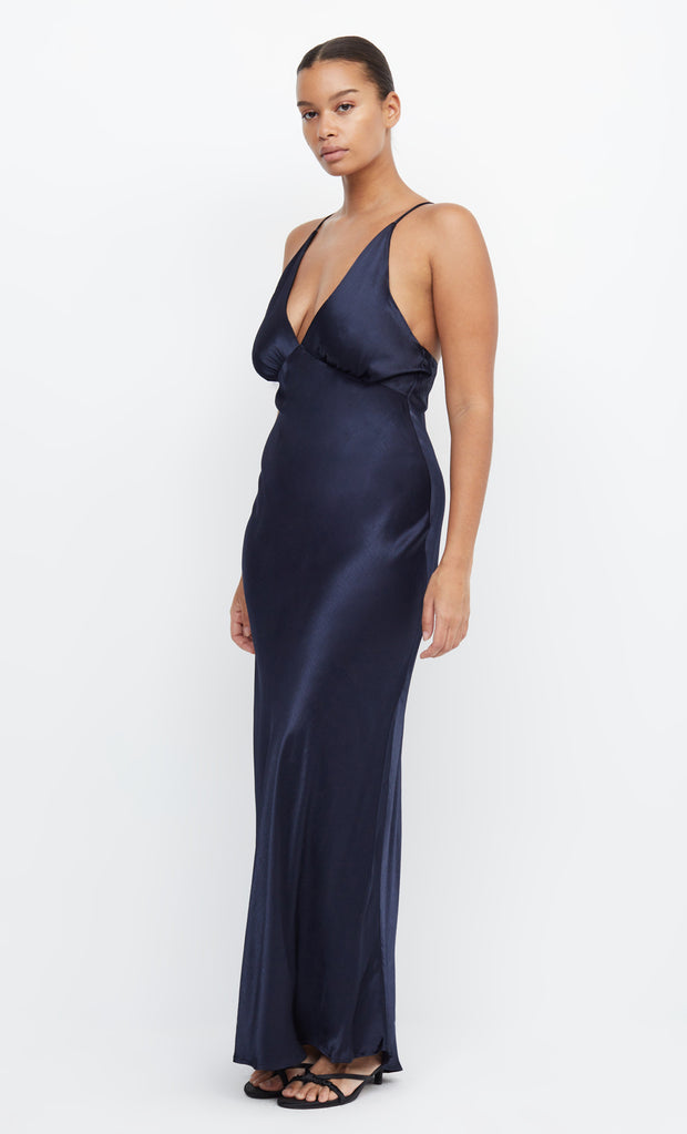 Moon Dance V Neck Bridesmaid Maxi Dress in Ink Navy by Bec + Bridge