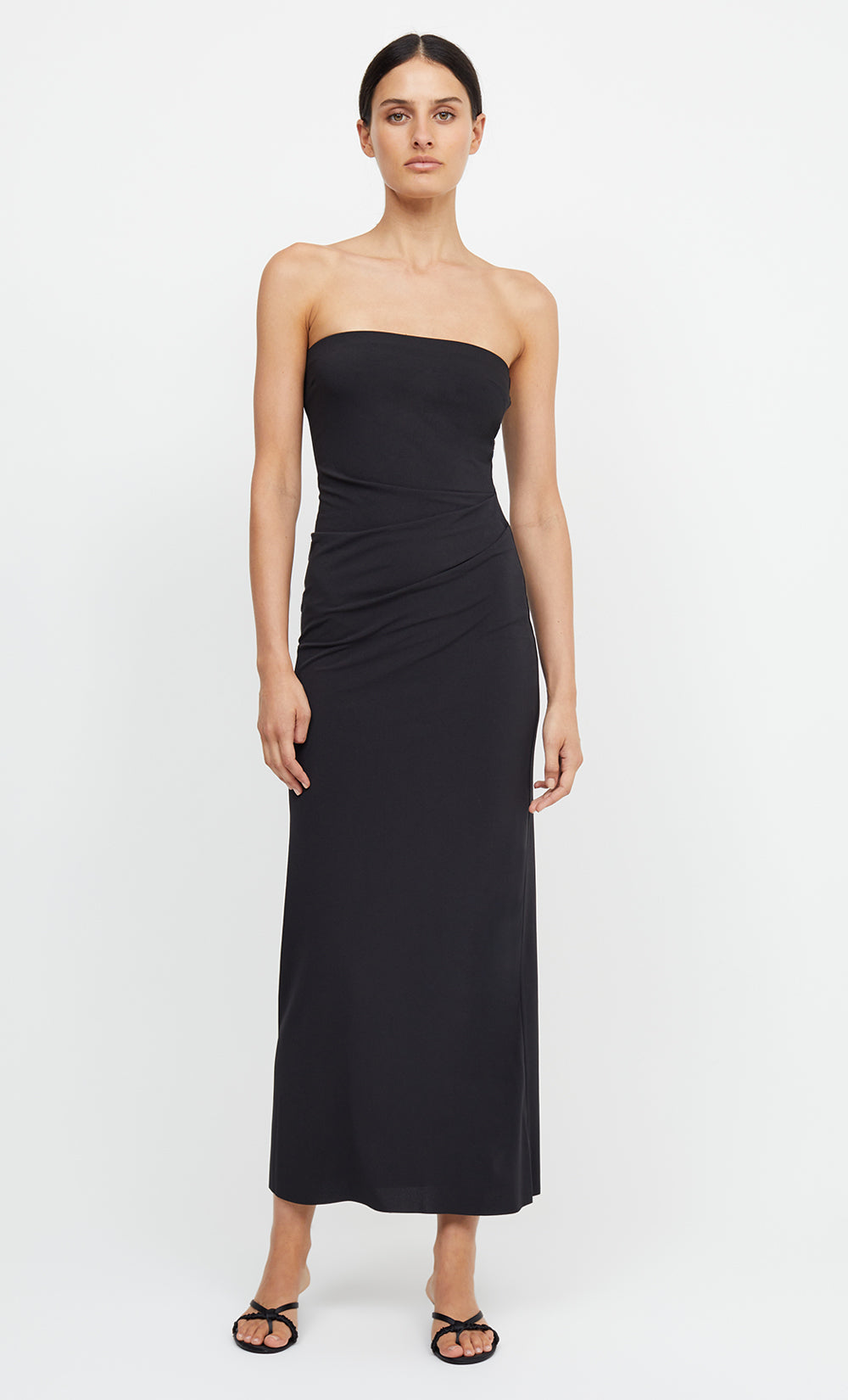 myla strapless dress black