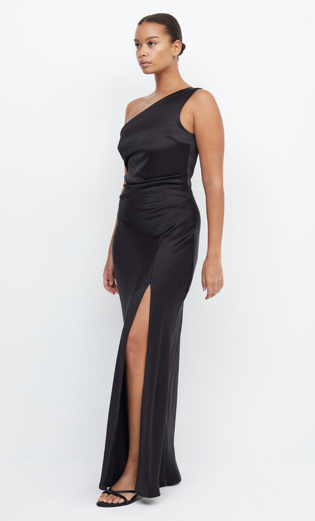 Dreamer Asym One Shoulder Maxi Bridesmaid Dress in Black by Bec + Bridge