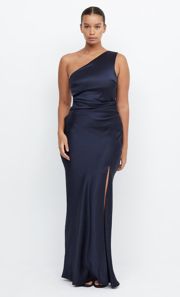 The Dreamer Asym One Shoulder Bridesmaid Dress in Ink Navy by Bec + Bridge 