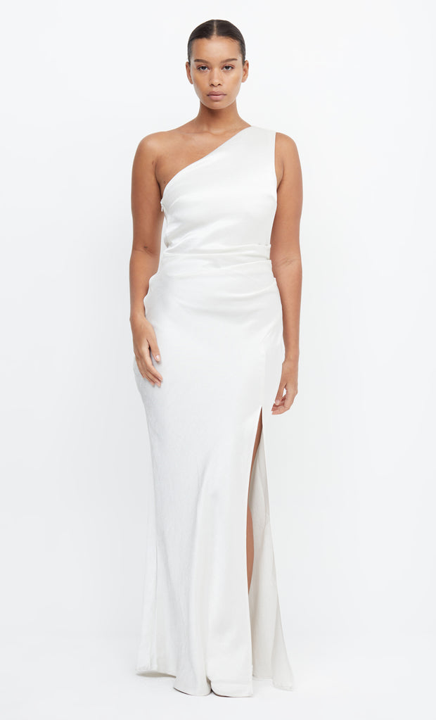 The Dreamer Asym One Shoulder Bridal Bridesmaid Dress in White by Bec + Bridge