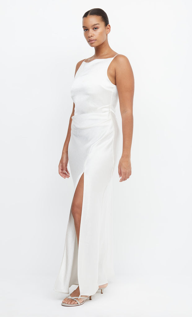 Dreamer High Neck Square Maxi Split Bridesmaid Dress in Ivory by Bec + Bridge