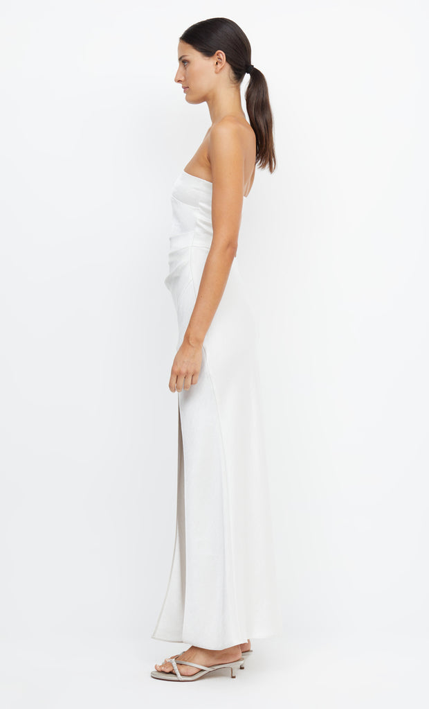 The Dreamer Strapless Bridal Bridesmaid Maxi Dress in White Ivory by Bec + Bridge