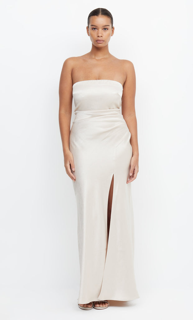 Dreamer Strapless Maxi Bridesmaid Dress in Sand by Bec + Bridge